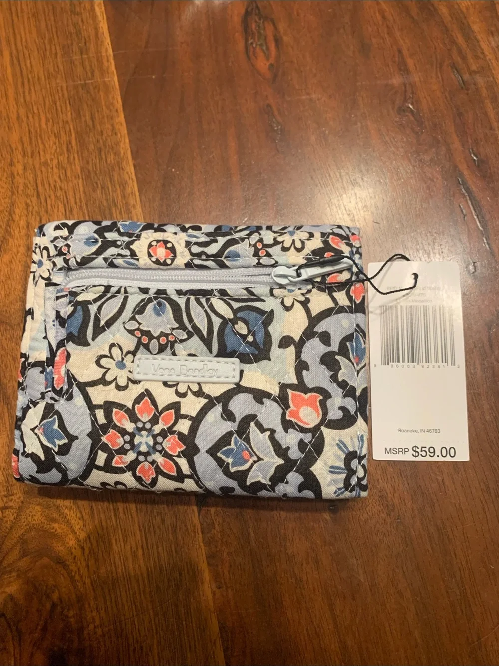 Vera Bradley Quilted Floral RFID Wallet - Cream, Blue, Coral, Black - Picture 2 of 10